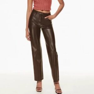 Aritzia Melina Faux Leather Pants - Rich Mocha Brown - size 2